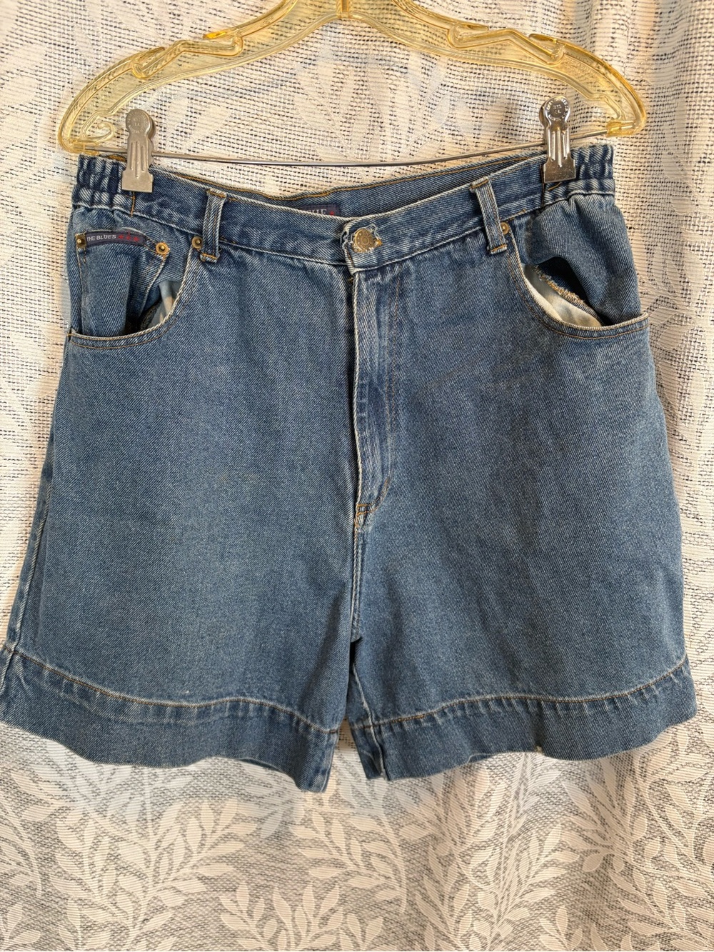 Women's Vintage 90s THE BLUES High-Waisted Denim Shorts Relaxed Mom Fit Blue